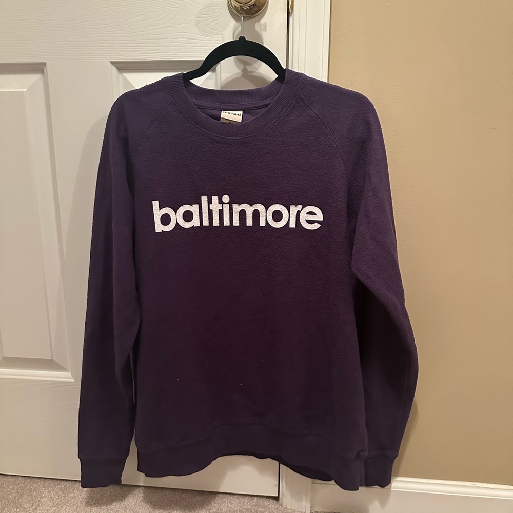 Baltimore Purple reverse fleece crewneck sweatshirt medium Chick-d Purple Ravens